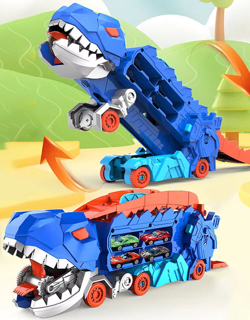 Load image into Gallery viewer, New Product Folding Dinosaur Transporter Car Competitive Game Roll to Eat Car Vehicle Racing Track with Mini Car Kid Gift Toy
