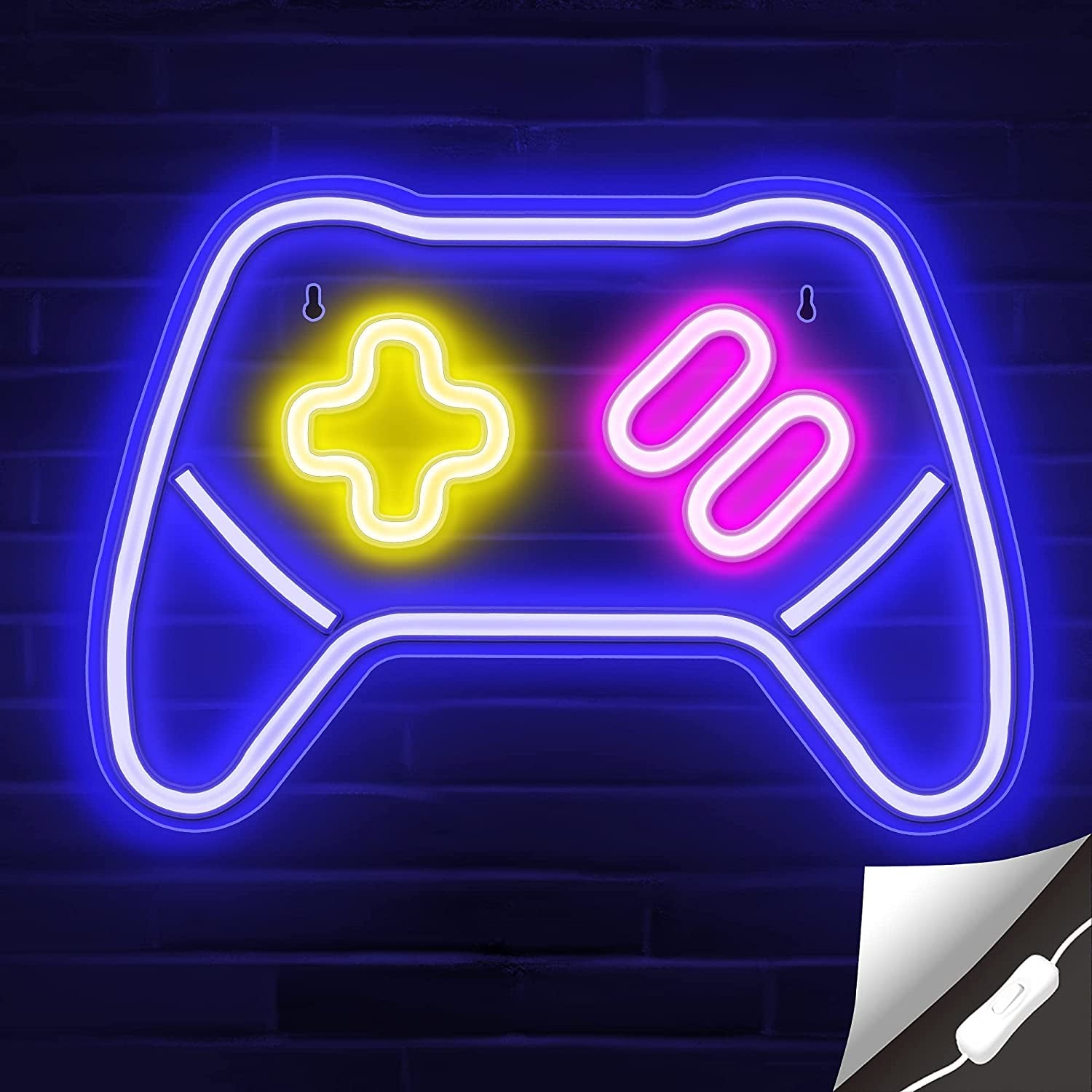 Game Controller Neon Signs – Gamepad/Game Remote Neon Sign for Video/Pc Gamer, Teen Boys' Gift - Game Zone LED Signs for Wall, Bedroom, Game Room Decor - Cool Gaming Console Neon Light