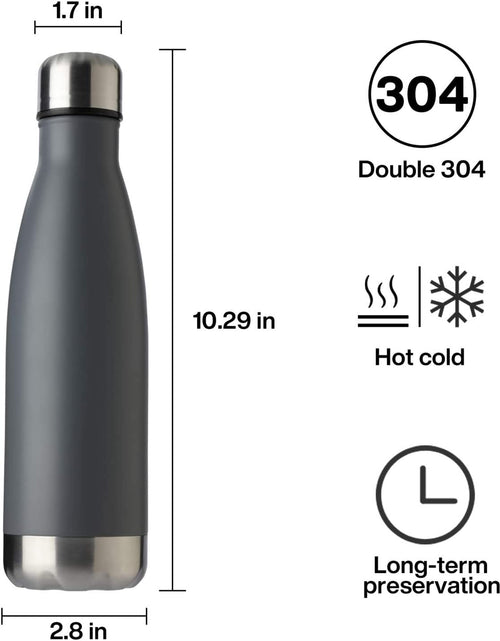 Load image into Gallery viewer, 17Oz Sport Water Bottle Vacuum Insulated Stainless Steel Sport Water Bottle Leak-Proof Double Wall Cola Shape Water Bottle, Keep Drinks Hot &amp; Cold (Cold Gray, 12 Pack)
