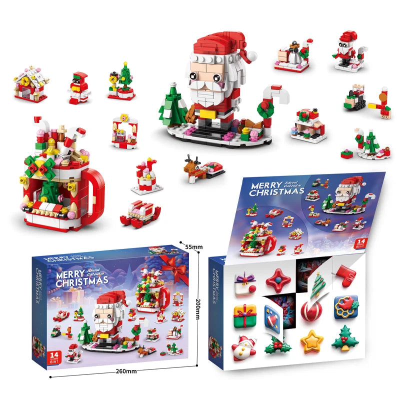 Christmas Building Blocks Set Box Kids Toys 24Years Xmas Advent Calendar Bricks Diy Kit Gift for Children 6 Years Old and Above